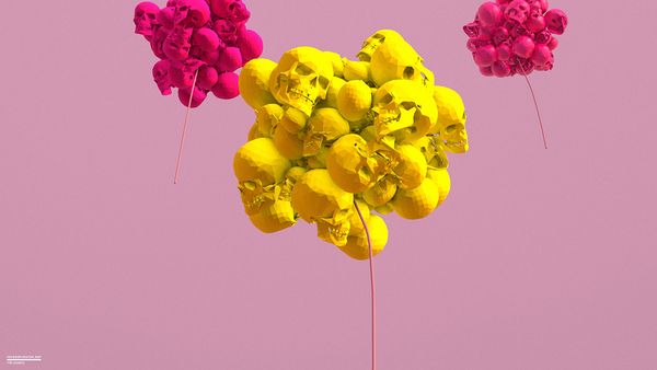 Skull Head - Yellow & Pink - Low poly - 2016