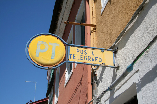 Enseigne de la poste sur l'île de Murano