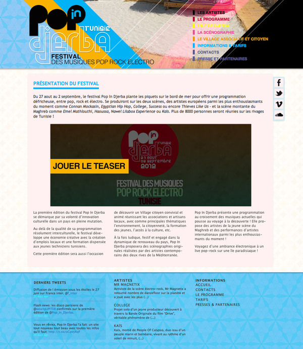 Page d'accueil du site Pop in Djerba